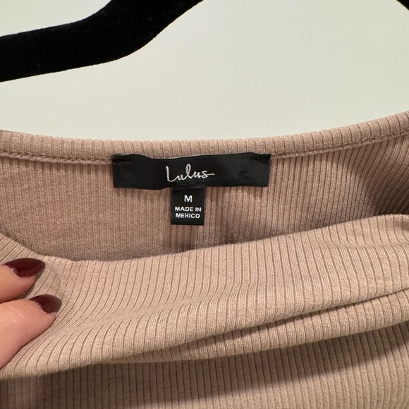 Lulus Ribbed Long Sleeve Bodysuit - Nude - Picture 2 of 3